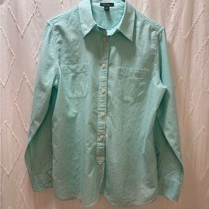 LRL Lauren Jean Company, Women’s Long Sleeve Mint Striped Shirt